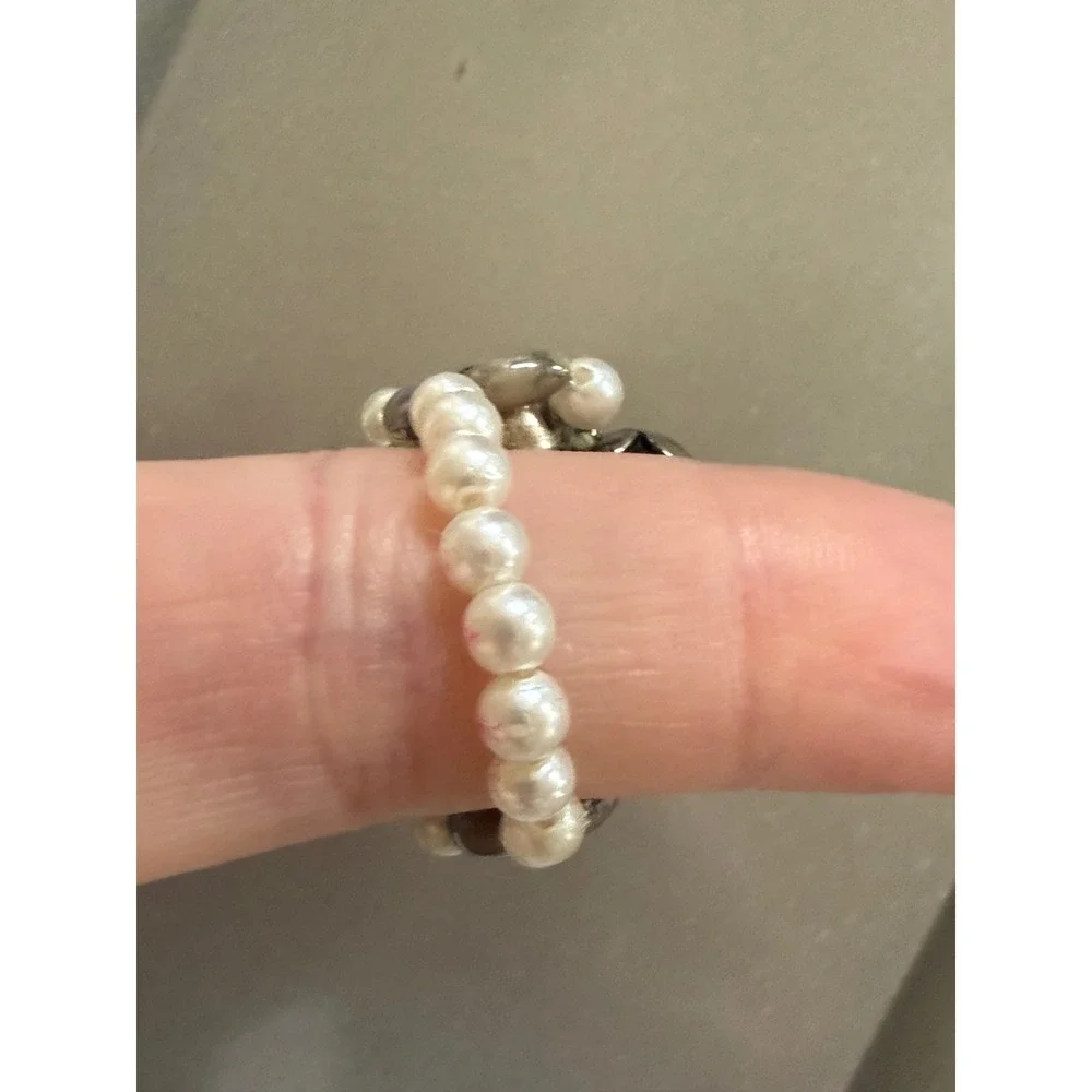 Boho Floral‎ Cluster Ring size 6 Rose Beads Rhinestone Statement Cottagecore